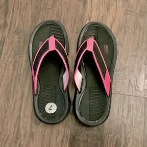 Pink and Black Flip Flops